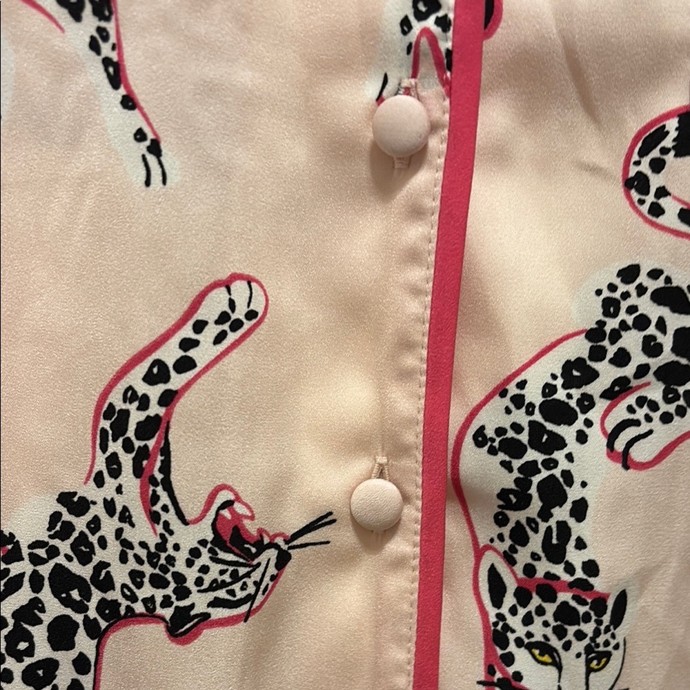 Silky Kate Spade Blush Jaguar Pajama Set - L - Picture 5 of 6